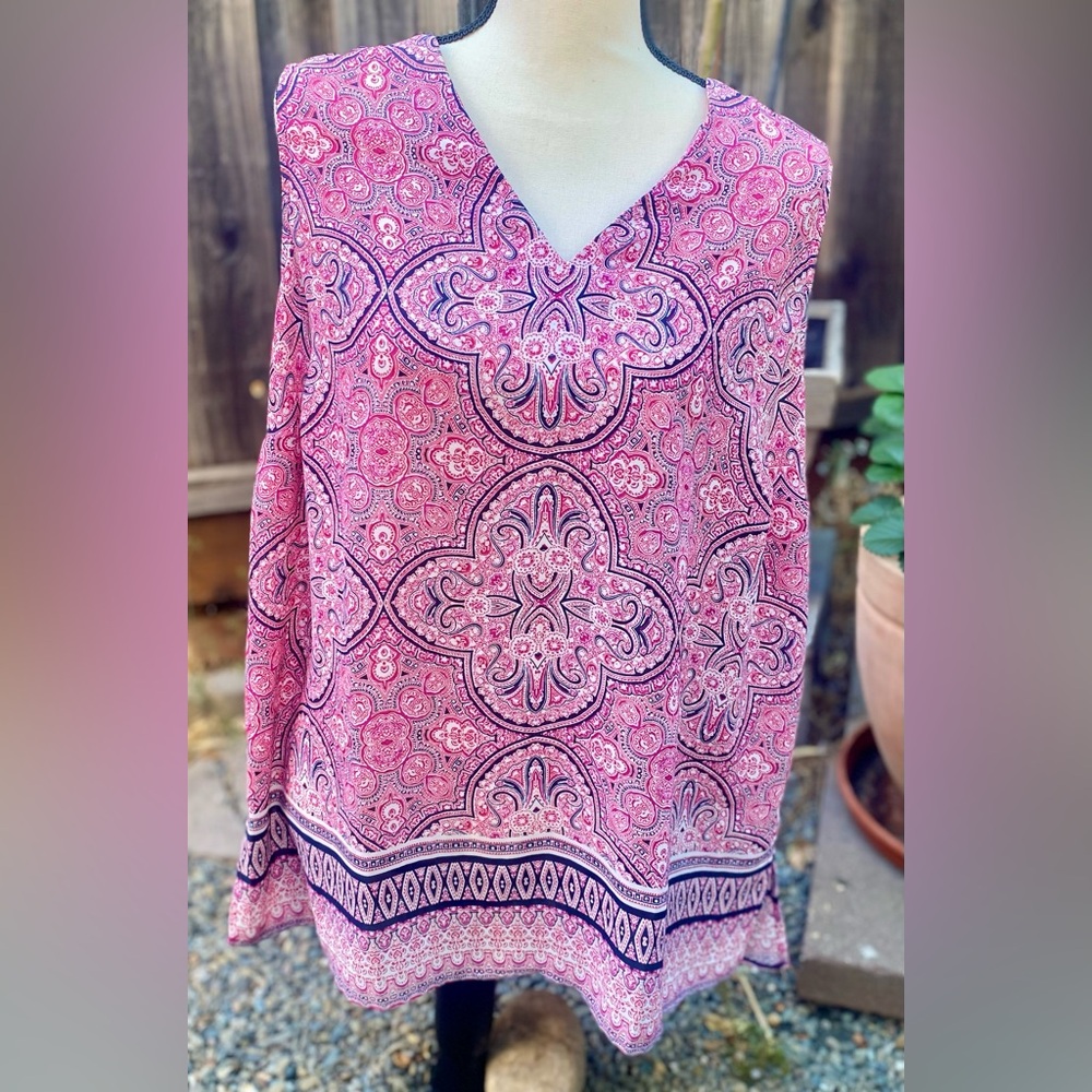 Violet & Claire Pink and Purple Paisley Blouse